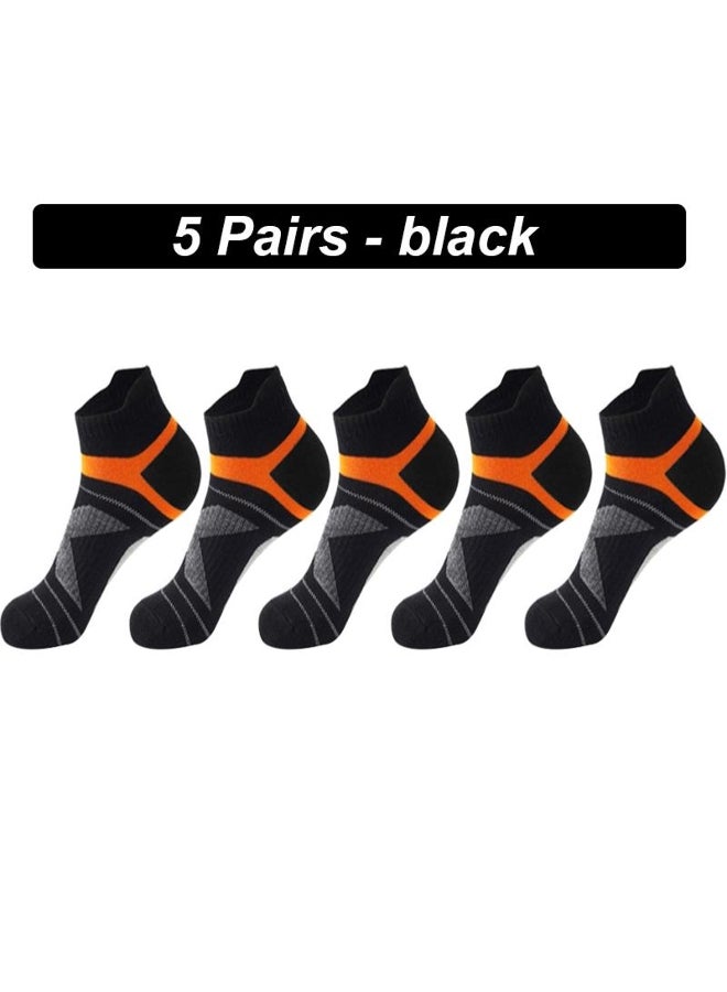5Pairs Men Sport Socks Cotton Autumn Winter Outdoor Casual Short Breathable Black Ankle High Quality Sports Sock Size EU38-45