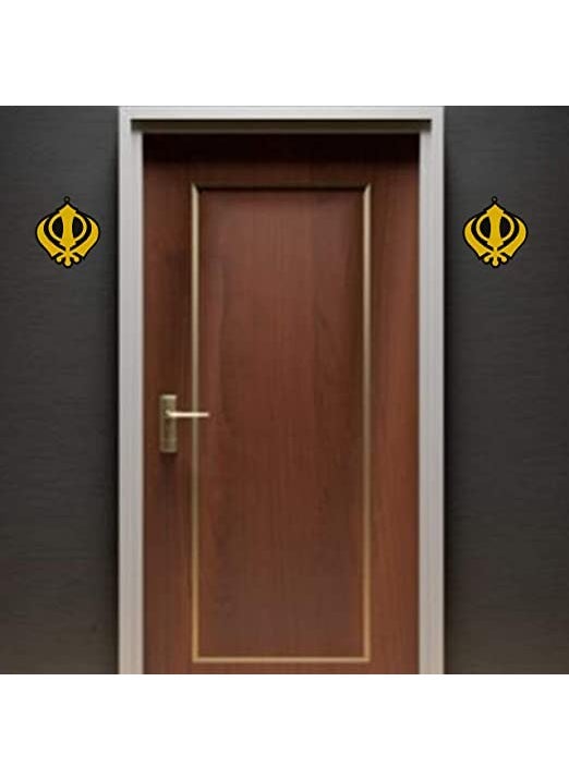 Divya Mantra Divya Mantra Sikh Khanda for Car Home Wall Decor Temple Showpiece Interior Hanging Accessories Puja Symbol Good Luck Charm Double Sided Black Yellow Set of 4  - Image 4