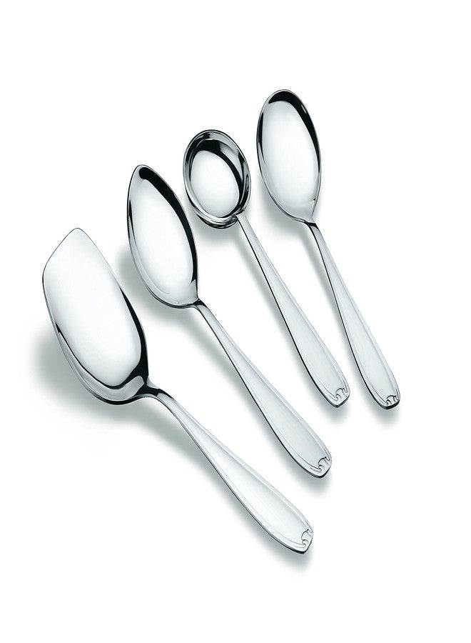 Tiara - Goldline Serving Spoon Set Heavy Guage 2Mm Thick (1Pc Ladle Spoon, 1Pc Square Spoon, 1Pc Oval Spoon, 1Pc Round Spoon) Set of 4 for Serving Rice, Dal Gravy, Soup - Stainless Steel - Image 1