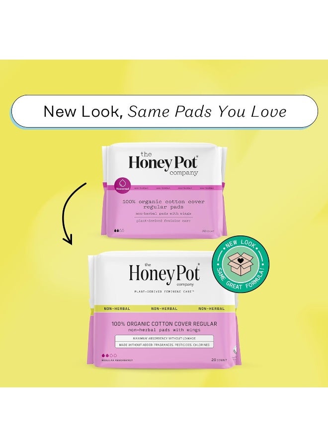 The Honey Pot Company, Non-Herbal Pads with Wings, Organic Regular, 20 Count - Image 2