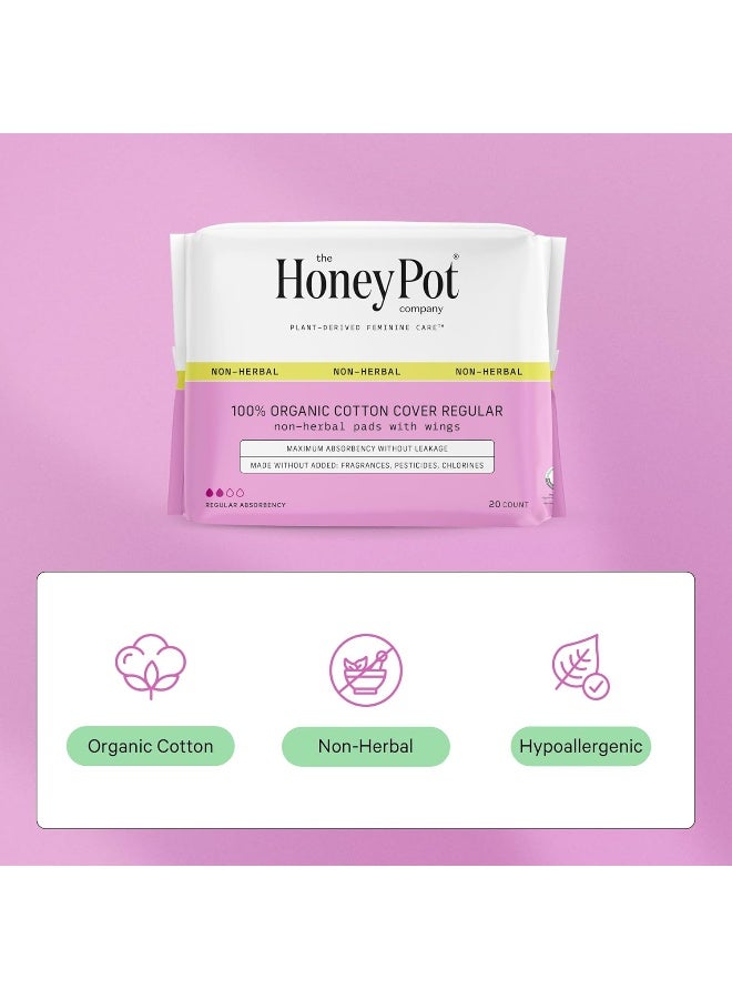 The Honey Pot Company, Non-Herbal Pads with Wings, Organic Regular, 20 Count - Image 3