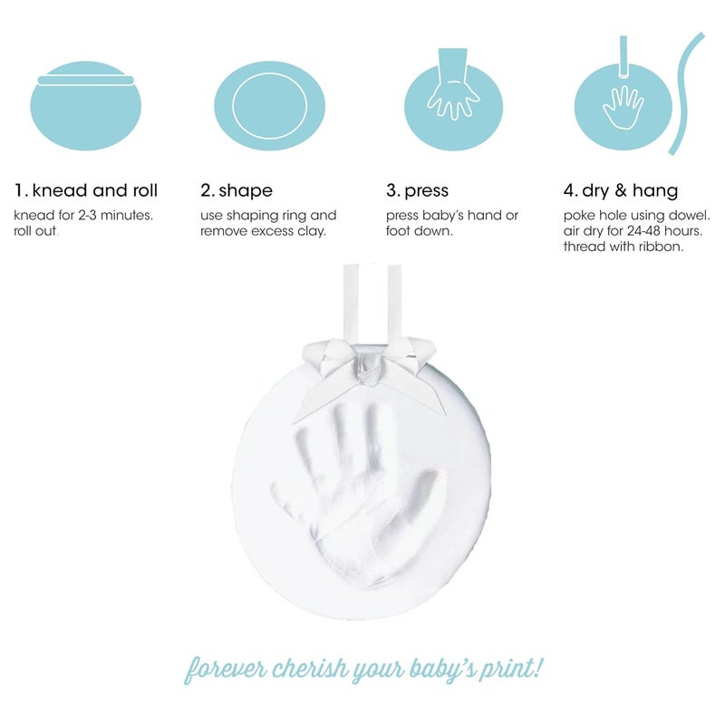 Tiny Ideas DIY No Mess Hanging Ornament Kit, Baby Hand and Footprint Keepsake, Classic Nursery Decor, Ideal Gender Neutral Gift, Baby's First Christmas, White - Image 2