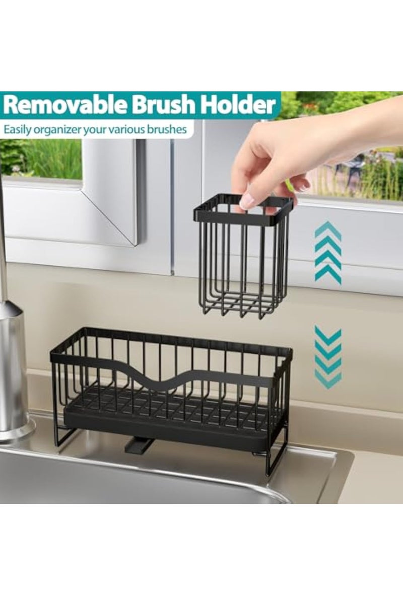 Arabest Multi-functional Kitchen Organizer, Sanitary Ware Draining Rack With Rotatable Drainage Holes, Raised Enclosure Super Strong Load-bearing Large-capacity Small Shelves For Kitchen(Black,With Basket) - Image 2