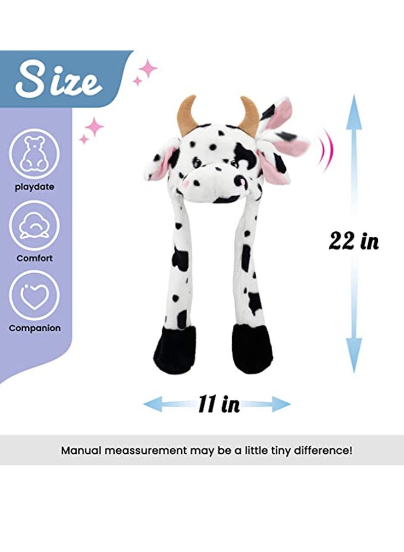 Barakah Animal Hat with Ears Moving Jumping Pop Up Beating Plush Dress Up, Funny Plush Party Hat Stuffed Animal Sloth Halloween Costume Toy Hat Cozy Fleece Winter Hat for Kids Teens 22'' - Image 5