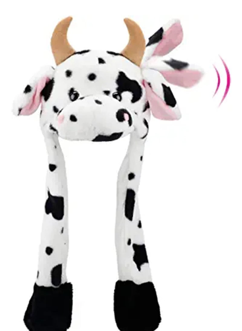 Barakah Animal Hat with Ears Moving Jumping Pop Up Beating Plush Dress Up, Funny Plush Party Hat Stuffed Animal Sloth Halloween Costume Toy Hat Cozy Fleece Winter Hat for Kids Teens 22'' - Image 1