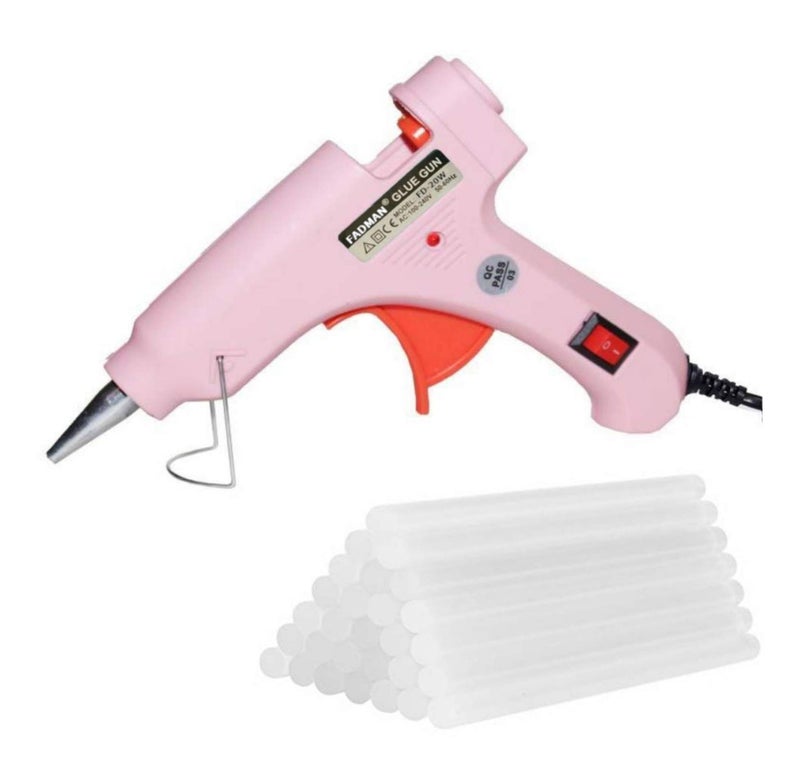 Fadman Electric 20W Pink Mini Hot Melt Glue Gun With 30 Pcs Hot Melt Glue Stick Standard Temperature Corded Glue Gun (7 mm) - Image 1