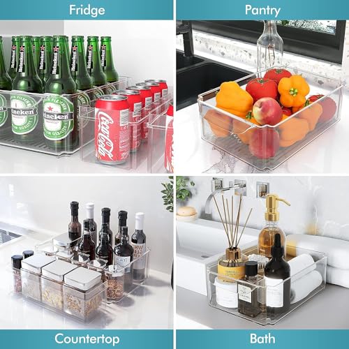 Snazzy Set Of 7 Fridge Organizer Stackable Refrigerator Organizer Bins with Lids, Kitchen Organization and Storage Clear Plastic Storage Bins, BPA-Free Pantry Storage Bins for Food, Drinks, Vegetable - Image 5