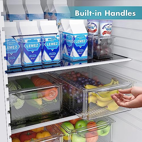 Snazzy Set Of 7 Fridge Organizer Stackable Refrigerator Organizer Bins with Lids, Kitchen Organization and Storage Clear Plastic Storage Bins, BPA-Free Pantry Storage Bins for Food, Drinks, Vegetable - Image 4