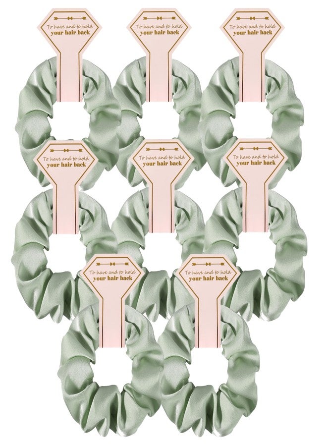 Hasoar 8 Count Satin Hair Ties Scrunchies, Linen Sage Green - Bridesmaid Proposal Gifts, Bachelorette Party Favors, Bridesmaid Gifts for Wedding Parties - Image 1