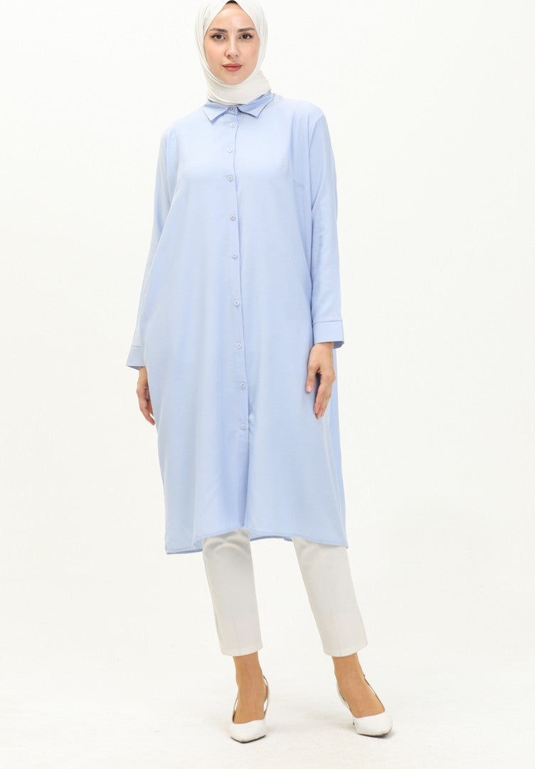 Sefa Merve Raglan Sleeve Tunic 6433-21 Blue  - Image 1