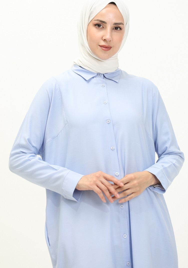 Sefa Merve Raglan Sleeve Tunic 6433-21 Blue  - Image 3