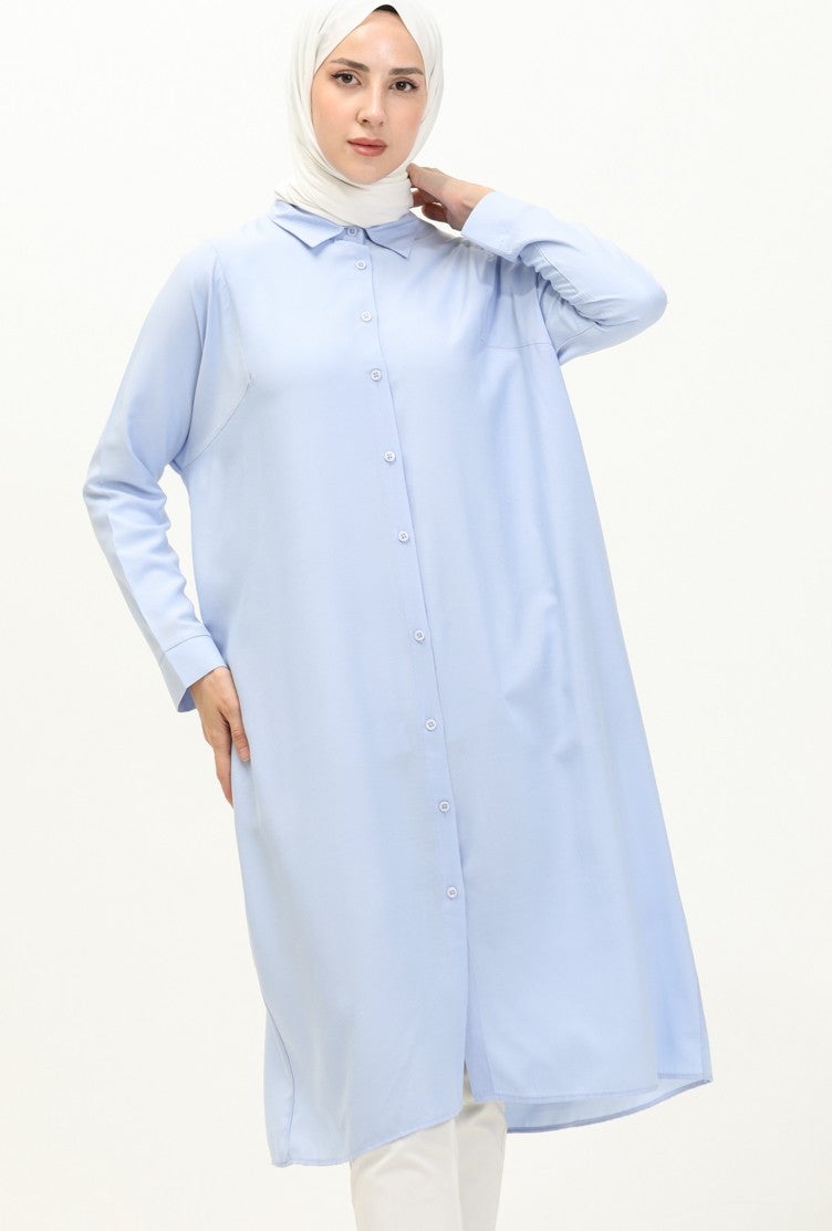 Sefa Merve Raglan Sleeve Tunic 6433-21 Blue  - Image 2