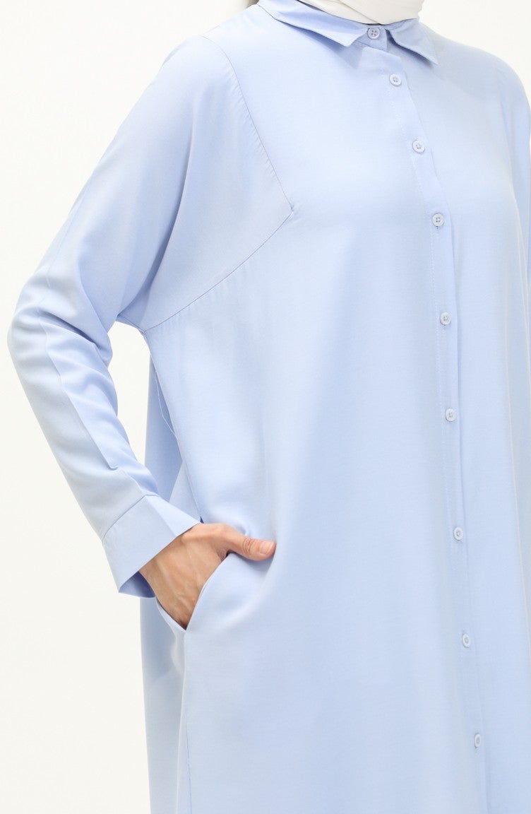 Sefa Merve Raglan Sleeve Tunic 6433-21 Blue  - Image 4