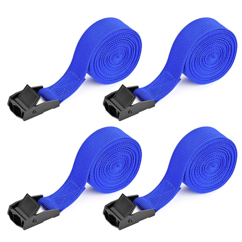 Kshineni Tie Down Straps 4 Pcs Cam Buckle Strap 82 x 1 Adjustable Lashing Cinch Ratchet TieDown Straps for Cargo Trucks Luggage Trailer Motorcycle Blue