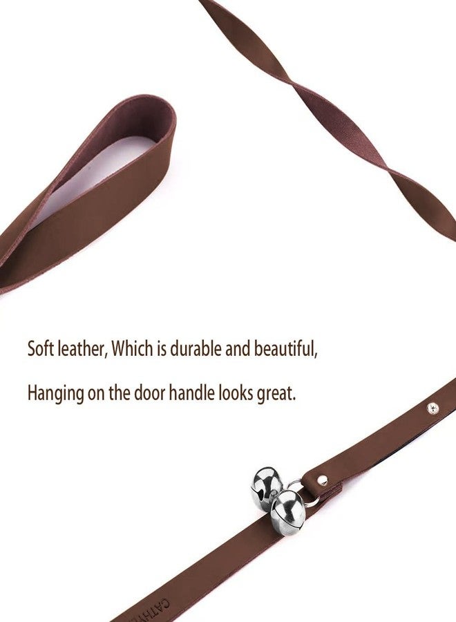 CATHYLIFE Leather Dog Doorbells for Door Knob/Potty Training/Go Outside, Length Adjustment Copper Dog Bell, Housetraining Hanging Bell, Dark Brown Leather Silver Bells - Image 3