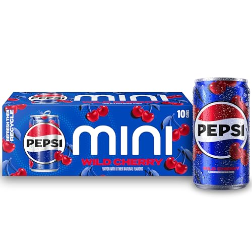 Pepsi Wild Cherry Cola Soda Pop Mini Cans, 7.5 Ounce Mini Cans (10 Pack) (Packaging May Vary)​ - Image 2