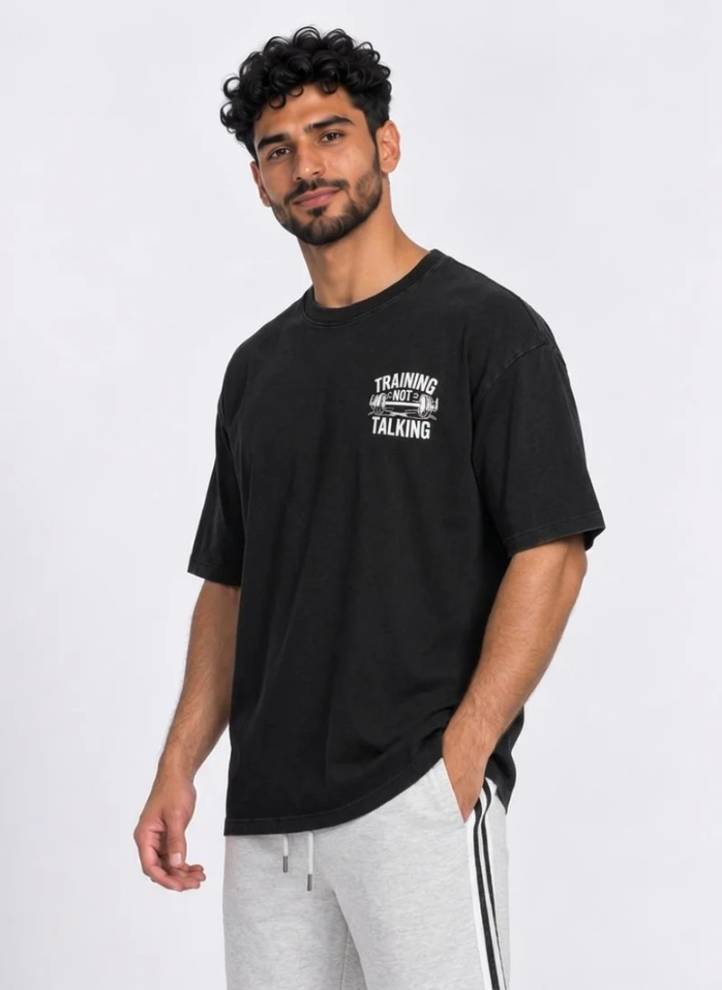 Abitos Training Not Talking Heavyweight Oversized Tshirt Blackout