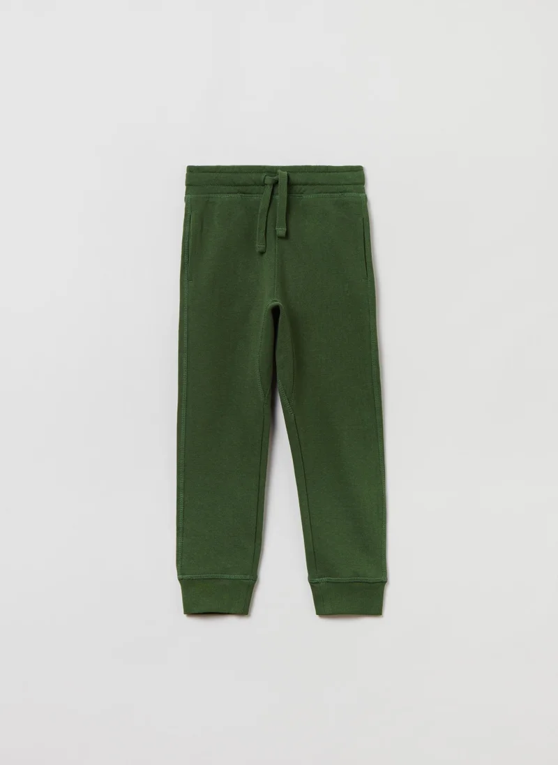 Ovs Ovs Boys Solid Colour Plush Joggers With Drawstring