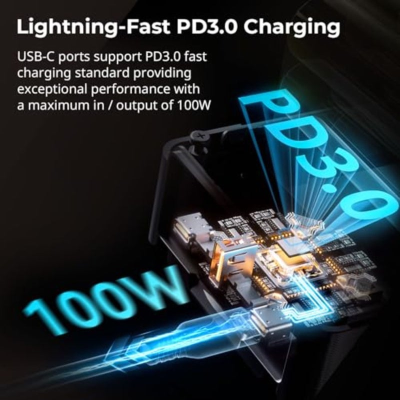 بطارية V Mount لصانعي الأفلام: 99Wh/6800mAh، خرج 100W، شحن كامل 2.5H، شحن سريع PD 3.0، أسود، طاقة عالمية عالية السعة - Image 2