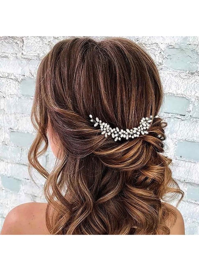 JONKY Pearl Bride Hair Vine Silver Rhinestone Hair Piece Crystal Wedding Headpieces Bridal Hair Accessories for Women - Image 1