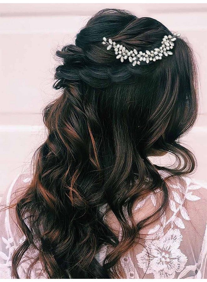 JONKY Pearl Bride Hair Vine Silver Rhinestone Hair Piece Crystal Wedding Headpieces Bridal Hair Accessories for Women - Image 3