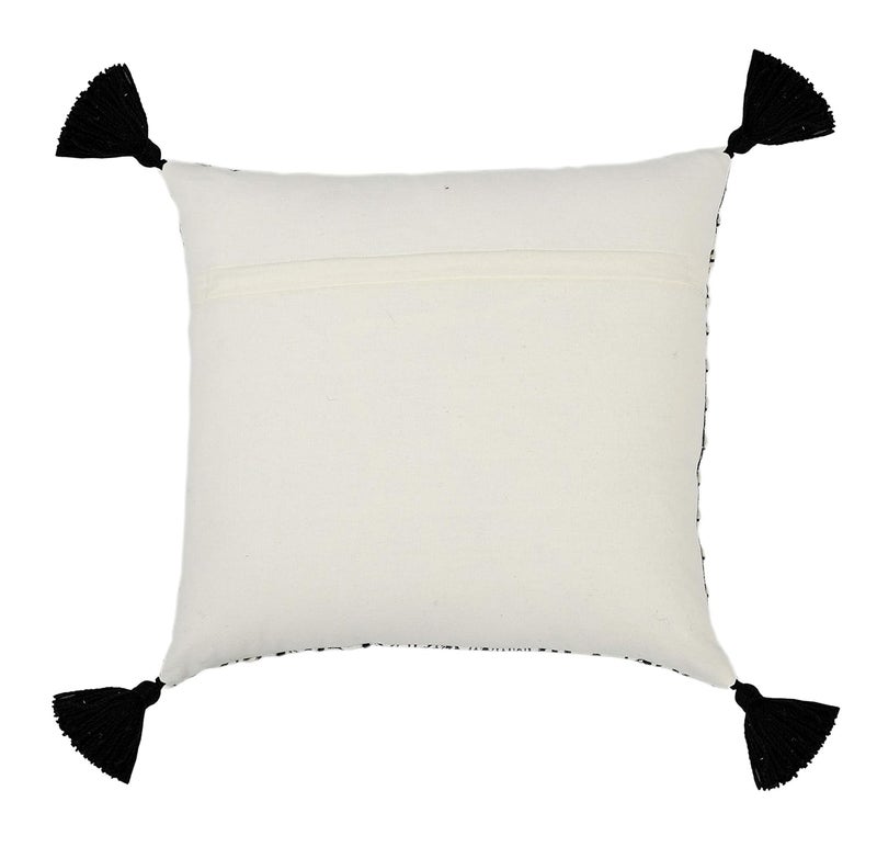 IMPEXART PVT LTD Cotton Handblock Print Soft Geometrical Pattern Square Embroidery Cushion Cover with Tassel 18X18 Inches - Image 3