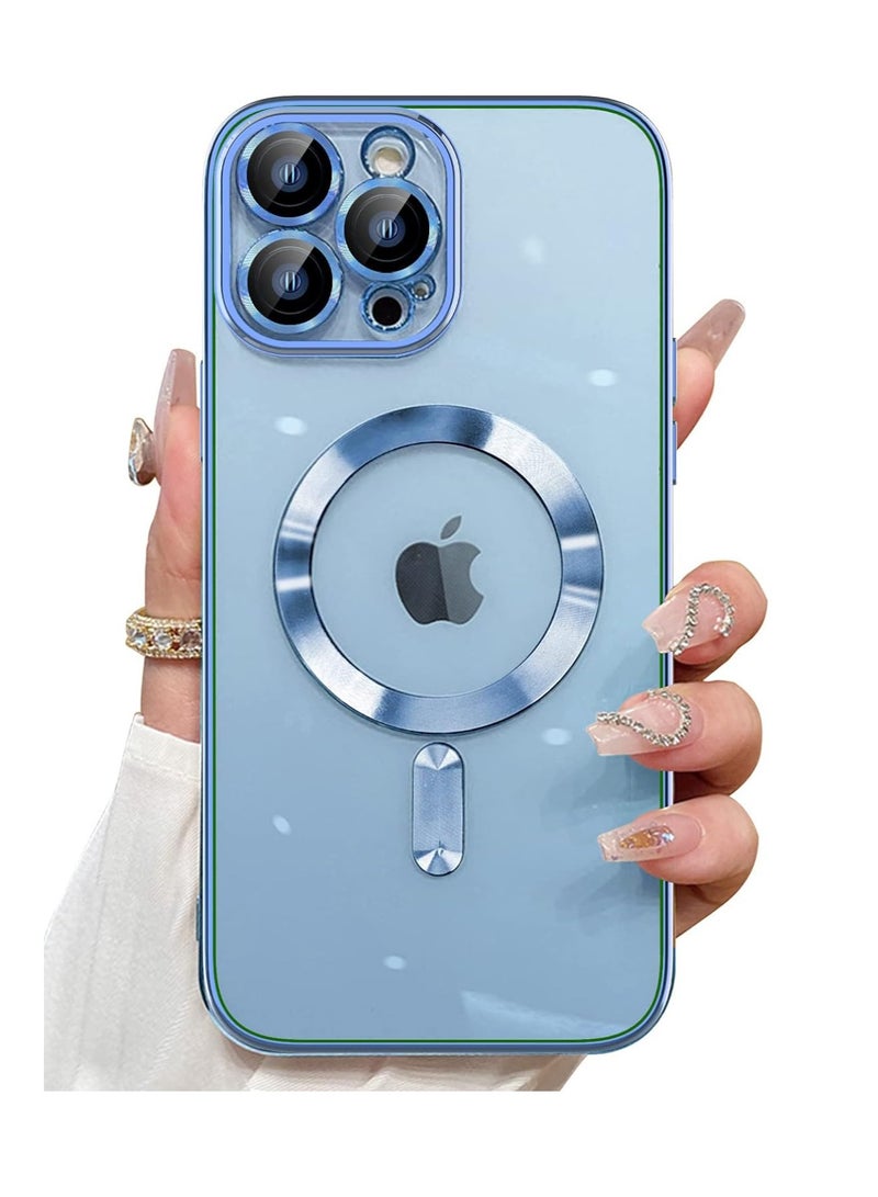 ten.tech Transparent Magnetic Protection Cover Compatible with MagSafe for iPhone 12 Pro Max Mobile Phone, Anti-Shock and Anti-Scratches, and Camera Lens Protector (Sierra Blue) by Tin Tech  - Image 1