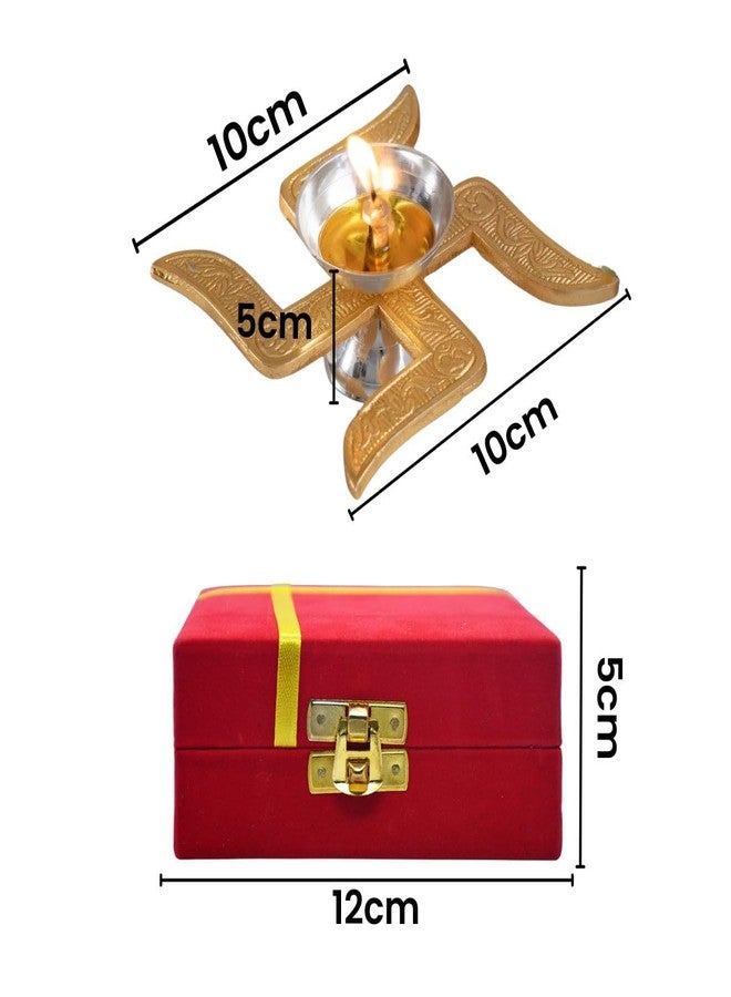 Saugat Traders Diwali Corporate Gift - Swastik Diya with Velvet Gift Box for Client, Office Employees, Friends - Wedding Return Gift Housewarming Puja Spiritual Return Gift Set - Image 2