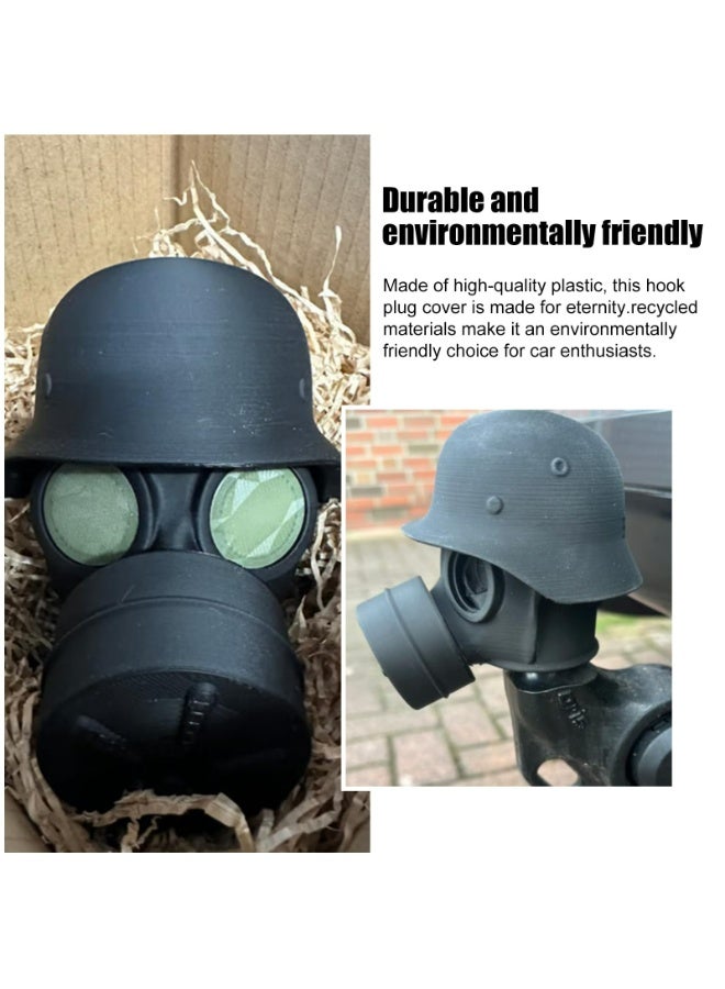CMGTYYD Cover Cap for Trailer Coupling, Funny Gas Mask Helmet Trailer Hitch Ball Cover, water proof Tow Bar Ball Cover for Car Deco (Olive)  - Image 3