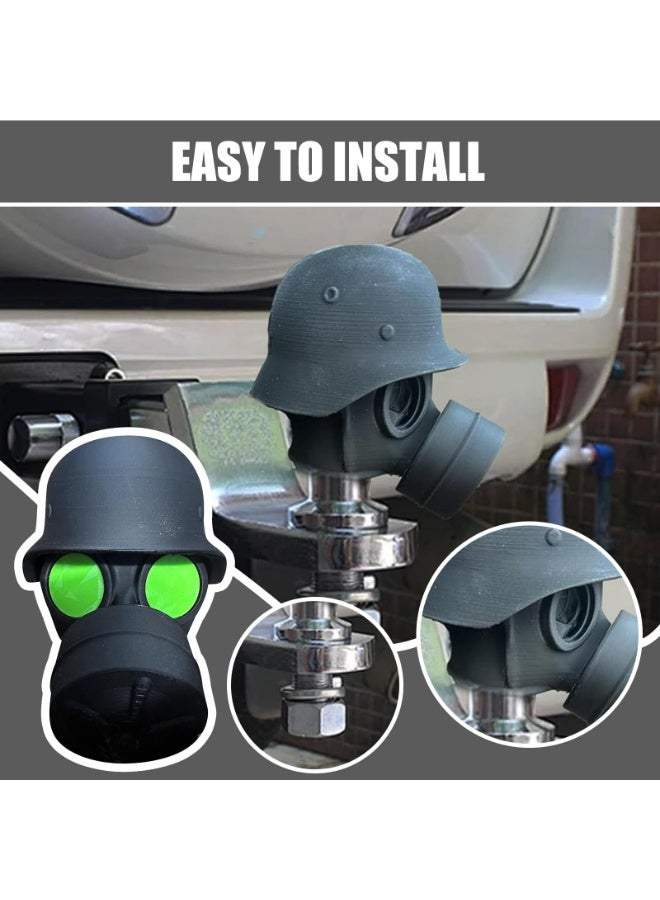 CMGTYYD Cover Cap for Trailer Coupling, Funny Gas Mask Helmet Trailer Hitch Ball Cover, water proof Tow Bar Ball Cover for Car Deco (Olive)  - Image 4