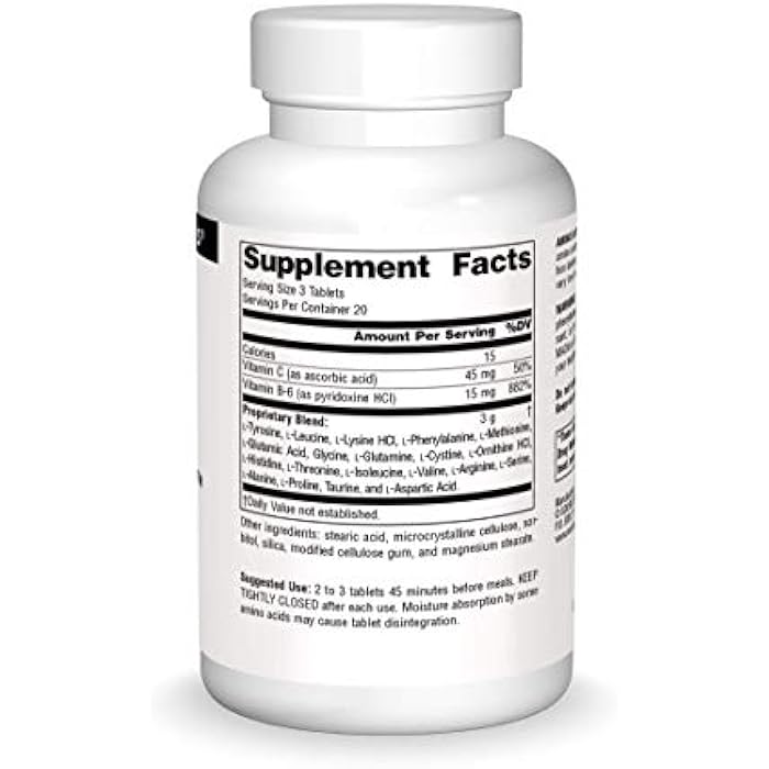 Source Naturals Amino Day - 20 Free Form Amino Acids Supports Quality Dieting During Nutrition - 60 Tablets - Image 3