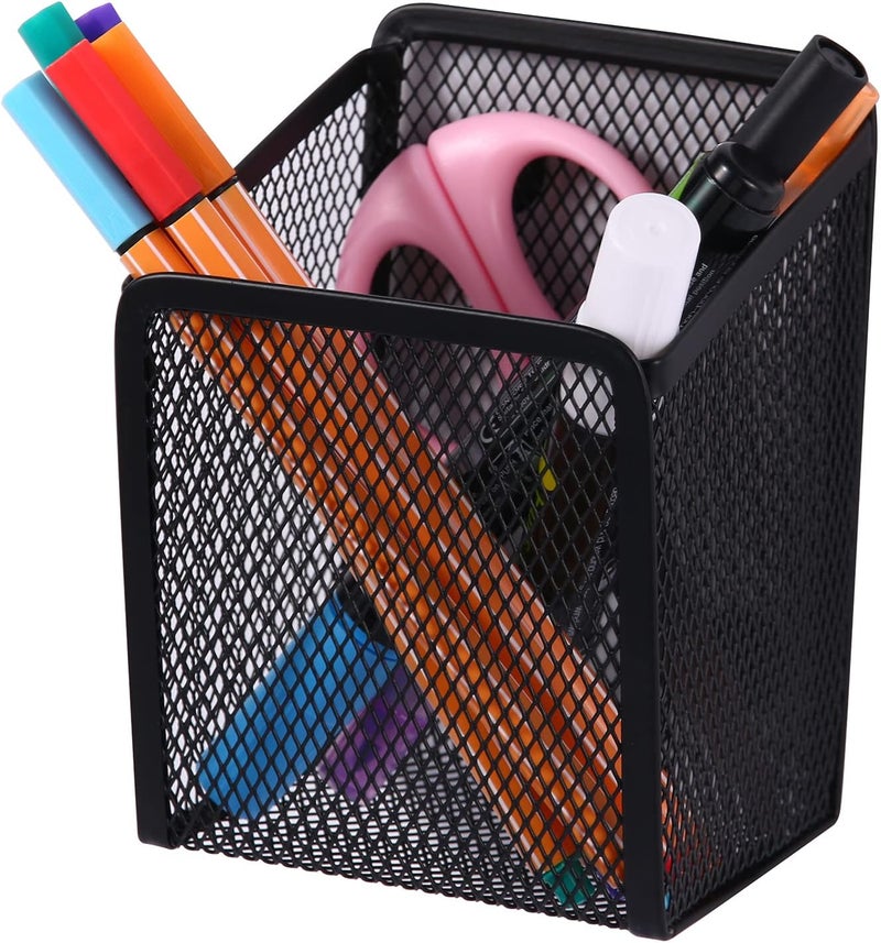 Sanpaint Large Magnetic Pen Holder, Magnetic Basket 4 Strong Magnet Pencil Holders Locker Accessories for Refrigerator Whiteboard Black(3.7x2.7x5 In) - Image 4