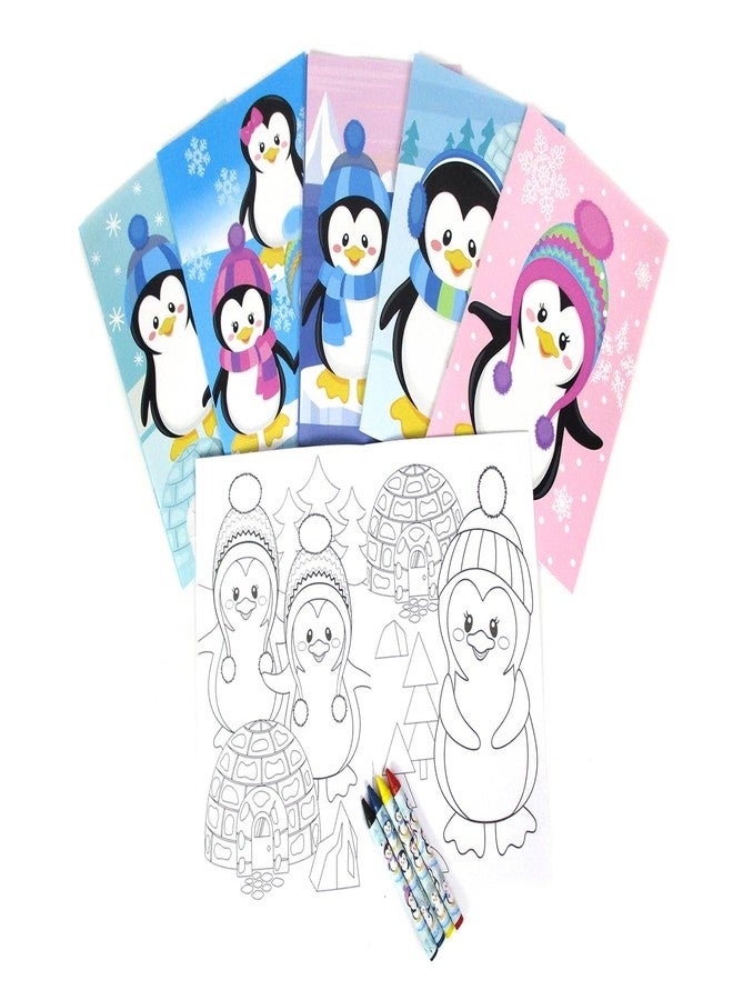 TINYMILLS Penguins Coloring Book Set with 12 Coloring Books and 48 Crayons Penguins Birthday Party Supplies Favor Bag Filler Carnival Prizes Rewards Classroom Party - Image 2
