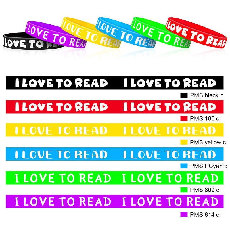 WILLBOND I Love to Read Rubber Bracelets Motivational Rubber Wristband Colorful Silicone Wristbands Bracelets for Classroom Rewards Teacher Award School Home Decoration Party Favors (36 Pieces) - Image 4