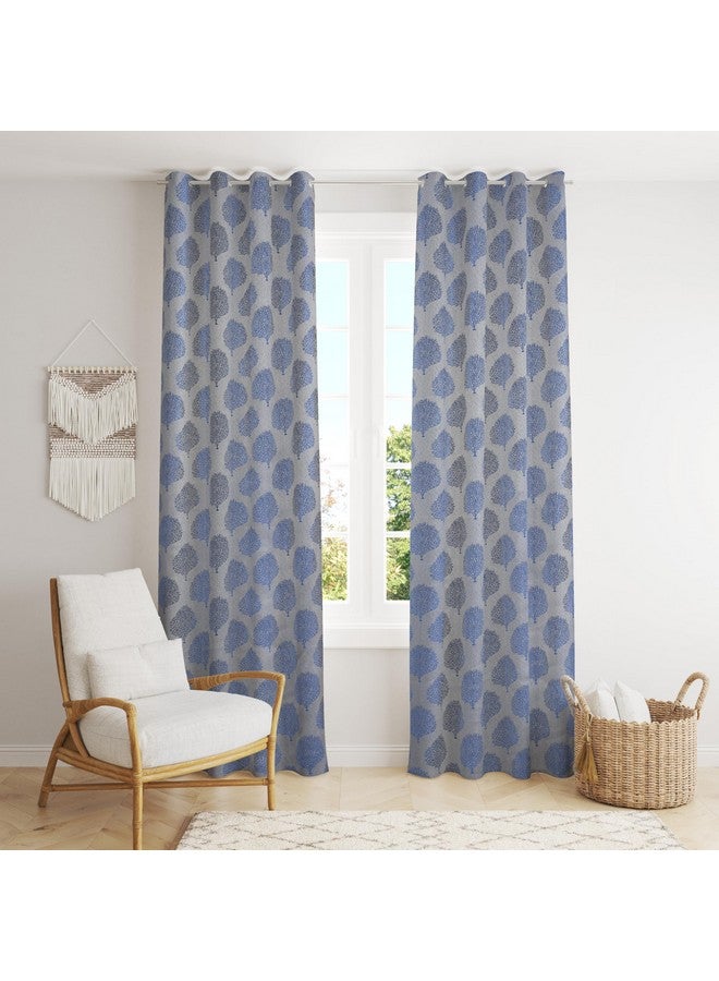 FRESH FROM LOOM Opaque Curtains For Door 8 Feet Long|Big Window Curtain Premium Polyester Weaved Grommet Parda|Latest Modern Parde For Living Room Bedroom|Home Jacquard Screens(Royal Blue, 2Pc Only) - Image 1