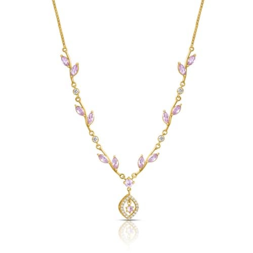 ZAVYA 925 Sterling Silver Leaf Gold Plated Necklace | Gifts For Women And Girls | With Certificate of Authenticity and 925 Hallmark - Image 1