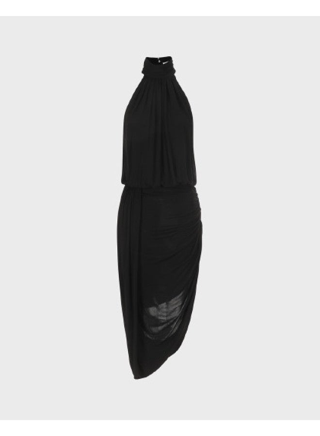 Zara French Sweet Style Semi-high Neck Ruffled Waist-defining Sleeveless Dress - Image 1