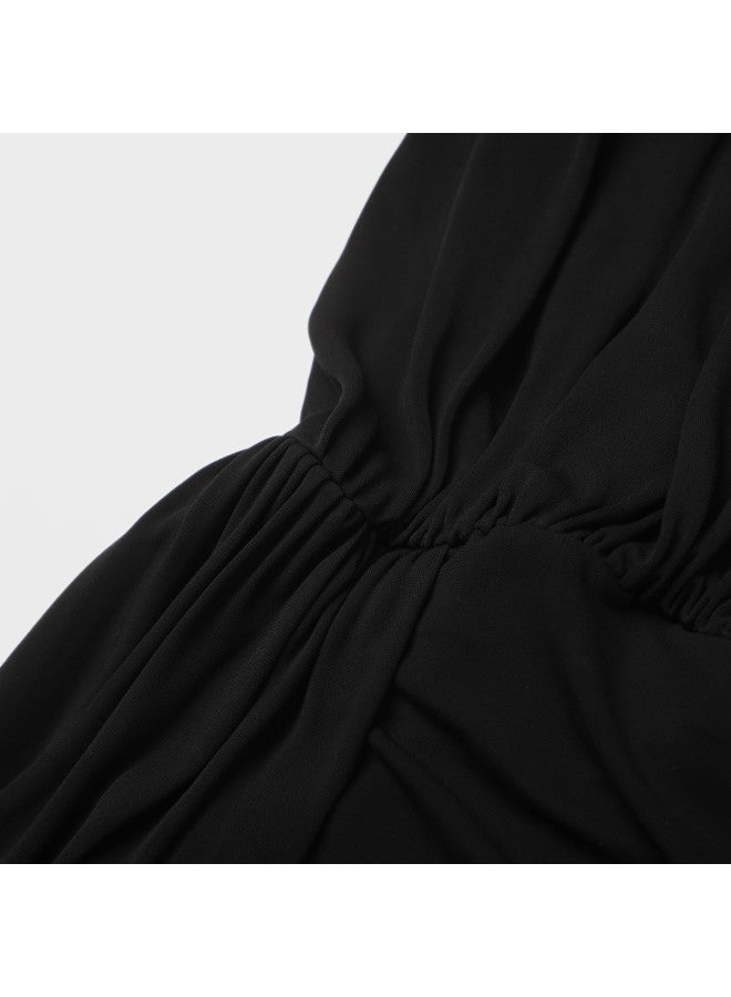 Zara French Sweet Style Semi-high Neck Ruffled Waist-defining Sleeveless Dress - Image 5