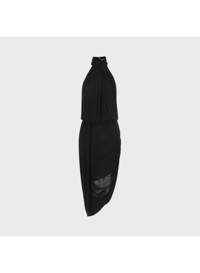 Zara French Sweet Style Semi-high Neck Ruffled Waist-defining Sleeveless Dress - Image 2