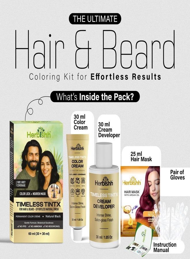 Herbishh Natural Black Timeless TintX (60 ml) | Permanent Hair Colour Crème | 100% Grey Coverage Color for Men & Women | Ammonia-Free Dye | Long-Lasting Natural Finish | Beard & Hair Color - Image 5