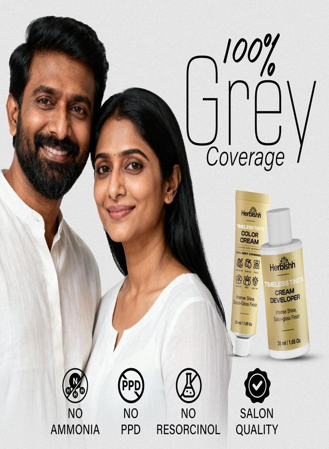 Herbishh Natural Black Timeless TintX (60 ml) | Permanent Hair Colour Crème | 100% Grey Coverage Color for Men & Women | Ammonia-Free Dye | Long-Lasting Natural Finish | Beard & Hair Color - Image 3