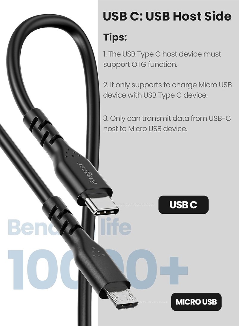 Fasgear Short USB C to Micro USB Cable 1ft/30cm - 1 Pack USB 2.0 Type C to Micro USB Cable Support Data Sync & Charging Compatible with MacBook Pro|PS4/X-box Controller|Android Phone OTG Device - Image 3