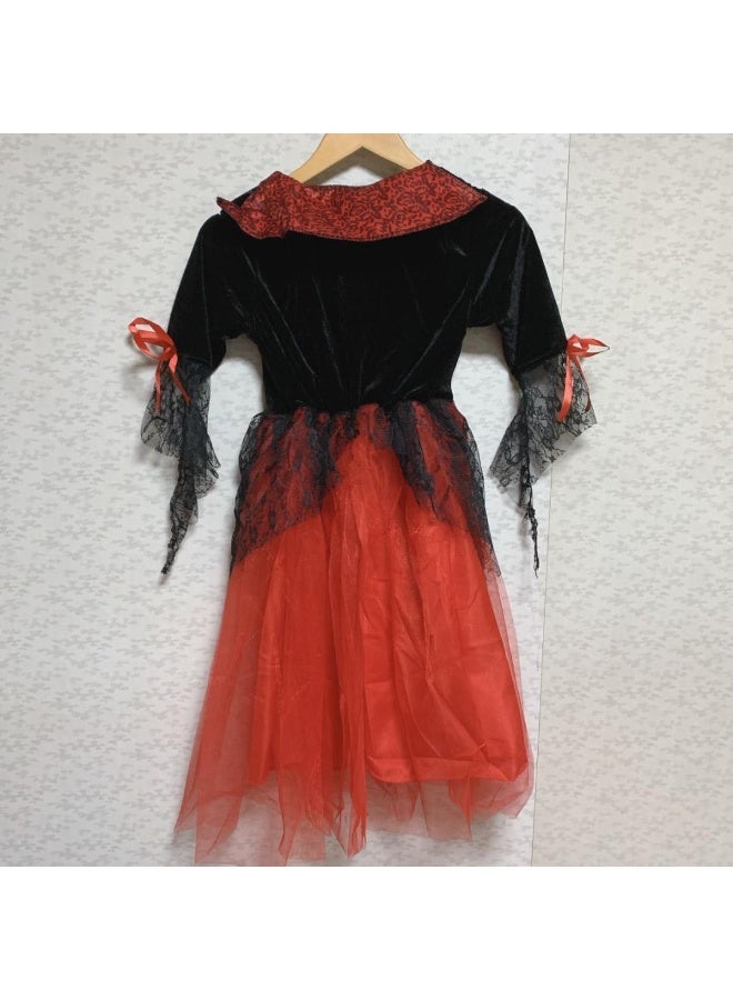 Home Smart Vampire Costume Dress for Girls Mesh Witch Fancy Dress for Birthday Party School Play and Costume Parties - Image 3