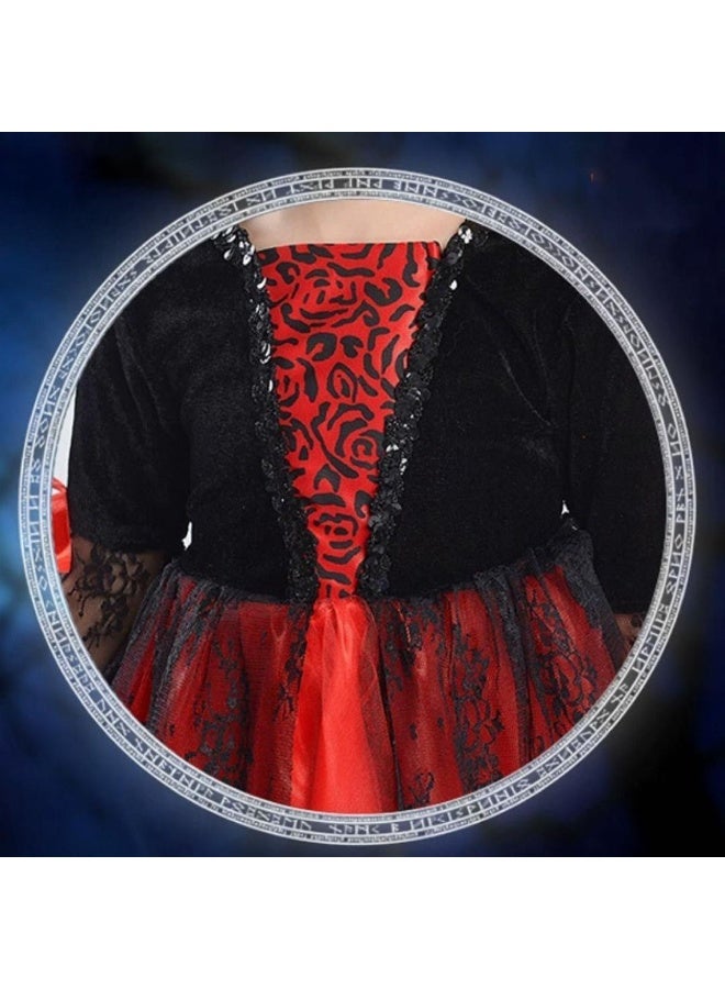 Home Smart Vampire Costume Dress for Girls Mesh Witch Fancy Dress for Birthday Party School Play and Costume Parties - Image 4