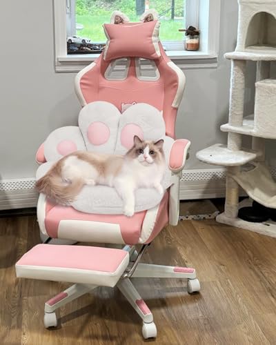 MOONBEEKI Cat Paw Cushion Chair Comfy Kawaii Plush Seat Cushions Shape Lazy Pillow for Gamer Chair 28"x 24" Cozy Floor Cute Seat Kawaii for Girl Worker Gift, Dining Room Bedroom Decorate （White） - Image 4