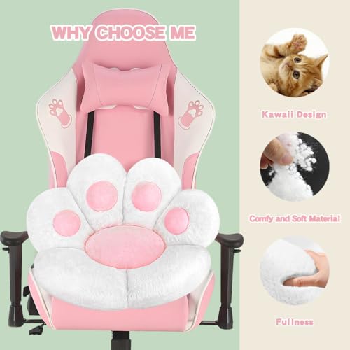 MOONBEEKI Cat Paw Cushion Chair Comfy Kawaii Plush Seat Cushions Shape Lazy Pillow for Gamer Chair 28"x 24" Cozy Floor Cute Seat Kawaii for Girl Worker Gift, Dining Room Bedroom Decorate （White） - Image 5