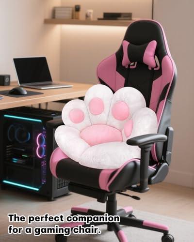 MOONBEEKI Cat Paw Cushion Chair Comfy Kawaii Plush Seat Cushions Shape Lazy Pillow for Gamer Chair 28"x 24" Cozy Floor Cute Seat Kawaii for Girl Worker Gift, Dining Room Bedroom Decorate （White） - Image 2