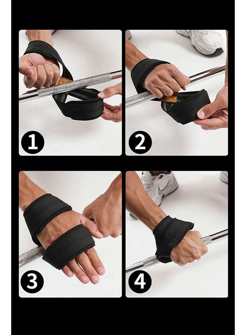 Auger 2 Pack Figure 8 Lifting Straps, Weight Lifting Strap, Anti Slip Strap with Cuffs Wrist Support for Gym Workout Deadlift Powerlifting Bodybuilding Weightlifting, Fitness Strength Training For Men Women - Image 2