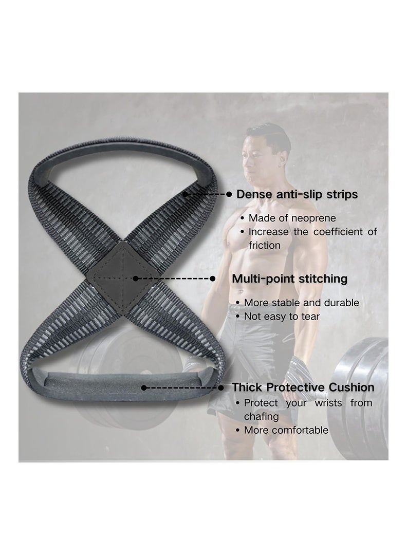 Auger 2 Pack Figure 8 Lifting Straps, Weight Lifting Strap, Anti Slip Strap with Cuffs Wrist Support for Gym Workout Deadlift Powerlifting Bodybuilding Weightlifting, Fitness Strength Training For Men Women - Image 4
