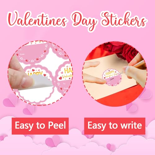 HEYINSHEN 60 Pcs Valentines Stickers Valentine's Day Gift Tag Valentines Day Self Adhesive Tags Valentine's Day Gift Tags Stickers Pink Valentine’s Day Sticker Alentines Day Labels for Gifts Boxes - Image 3